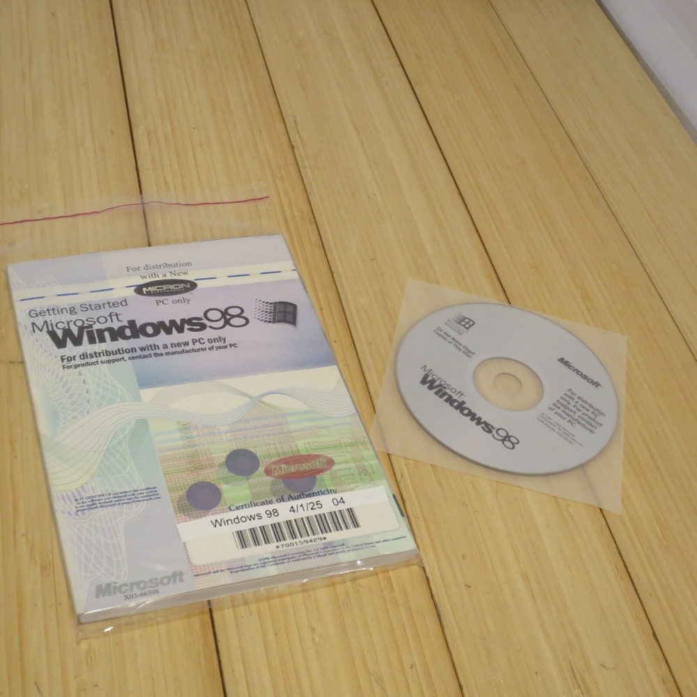 Microsoft X03-66598 Windows 98 Micron with COA, Install CD, & Manual 04